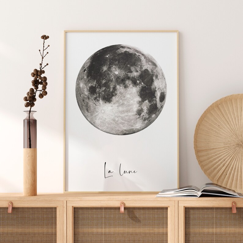 Full Moon Wall Art Lunar Moon Print Moon Phase Printmoon Etsy