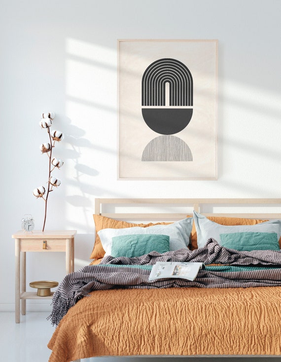Mid Century Art, Modern Boho Decor, Modern Geometric, Arch Geometric, Neutral Beige, Minimalist Poster, Wall Art Decor, Downloadable Prints