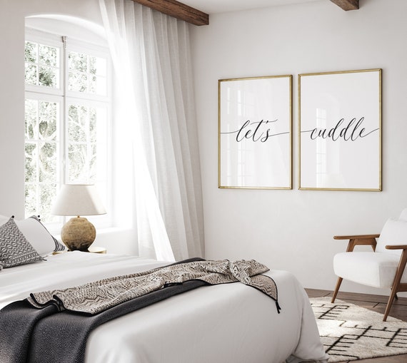 Cartello Coccoliamoci, decorazione da parete sopra il letto, arte da parete della camera da letto principale, cartello in legno incorniciato, regalo