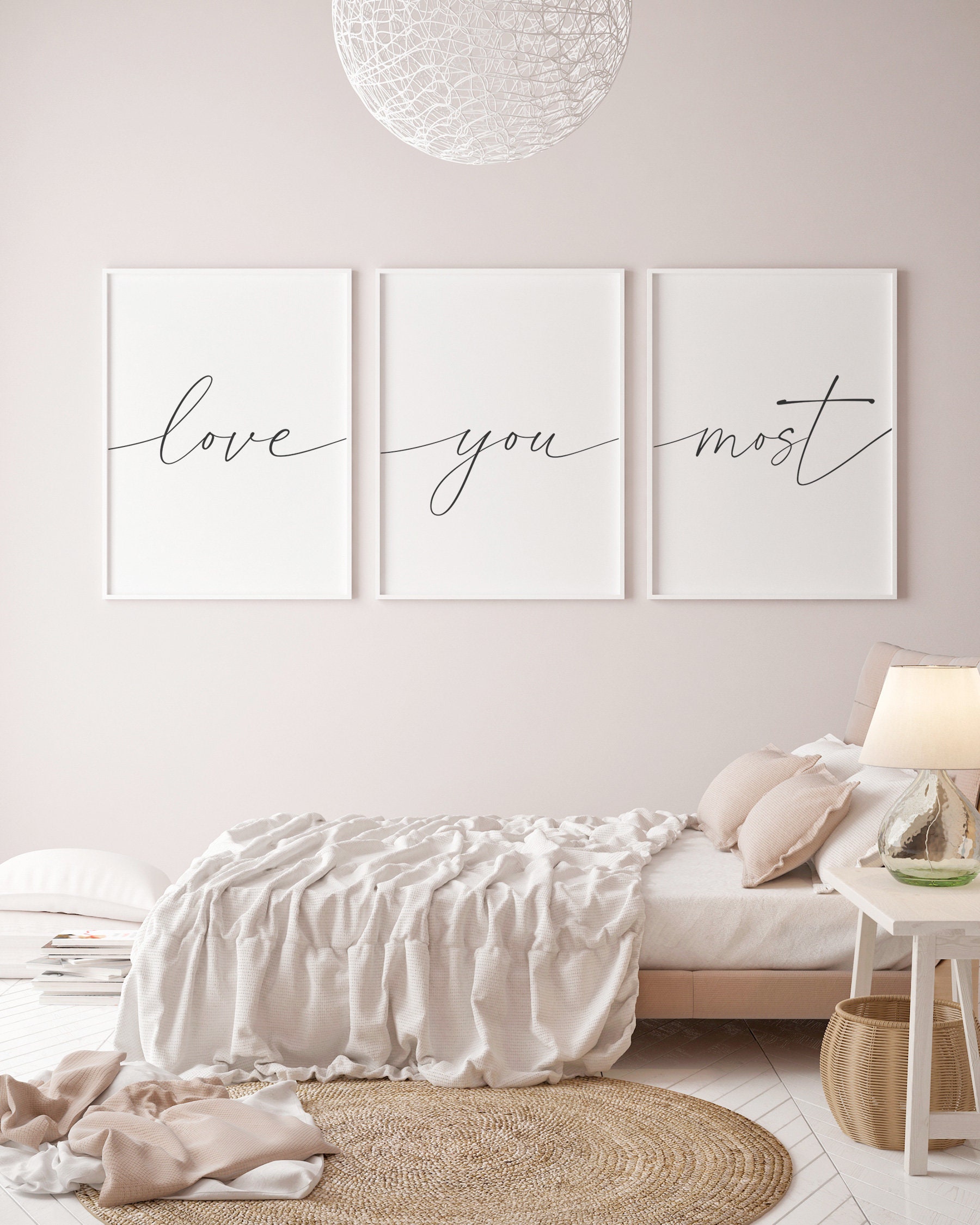 Love You Most Printable Set Bedroom Wall Decor Over the Bed | Etsy