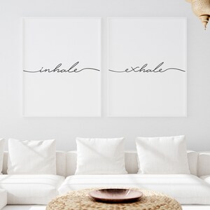 Inhale Exhale Print, Set Of 2 Print, Inhale Exhale Poster, Black and White Print, Yoga Print, Bedroom Wall Art, Boho Print, Bedroom Decor image 6