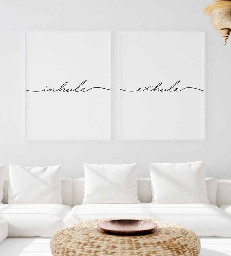 Inhale Exhale Print, Set Of 2 Print, Inhale Exhale Poster, Black and White Print, Yoga Print, Bedroom Wall Art, Boho Print, Bedroom Decor image 6