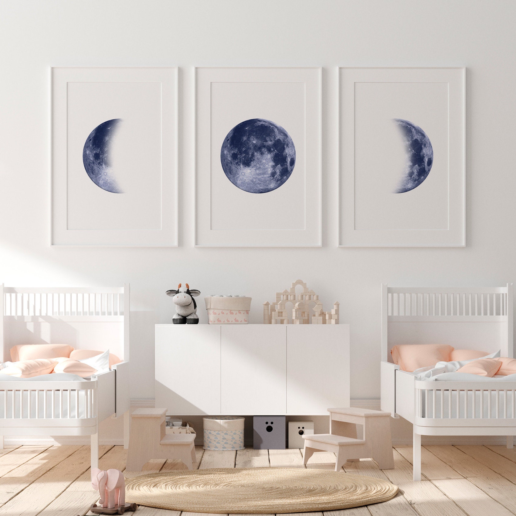 Moon Bedroom Decor Set of 3 Printable Wall Art Bedroom Wall Etsy
