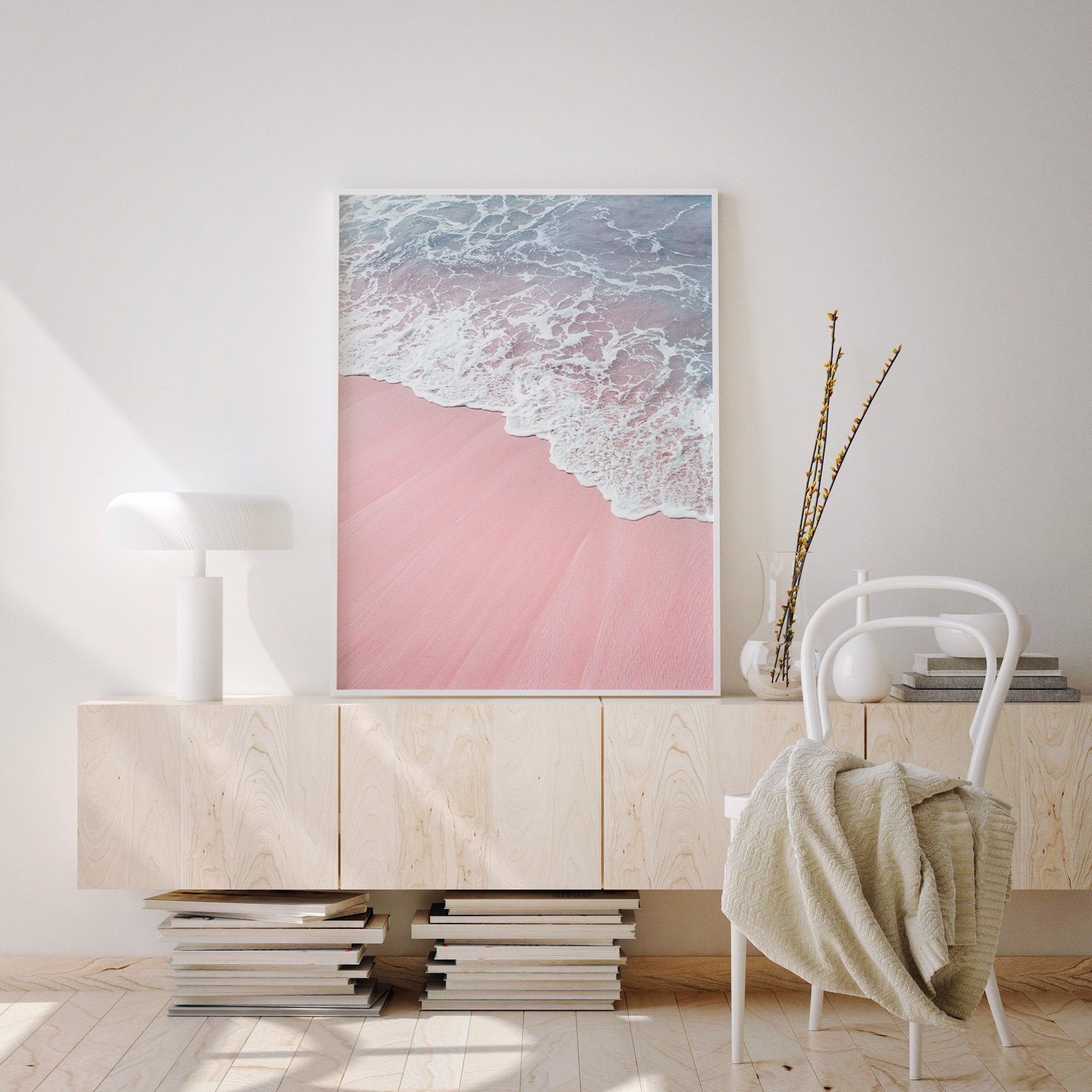 Beach Wall Art Print, Pink Printable Art, Coastal Photography ...
