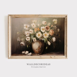 Pintura de flores / Impresión de bodegones botánicos vintage / Decoración rústica europea / Decoración de granja digital / ARTE DE PARED IMPRIMIBLE