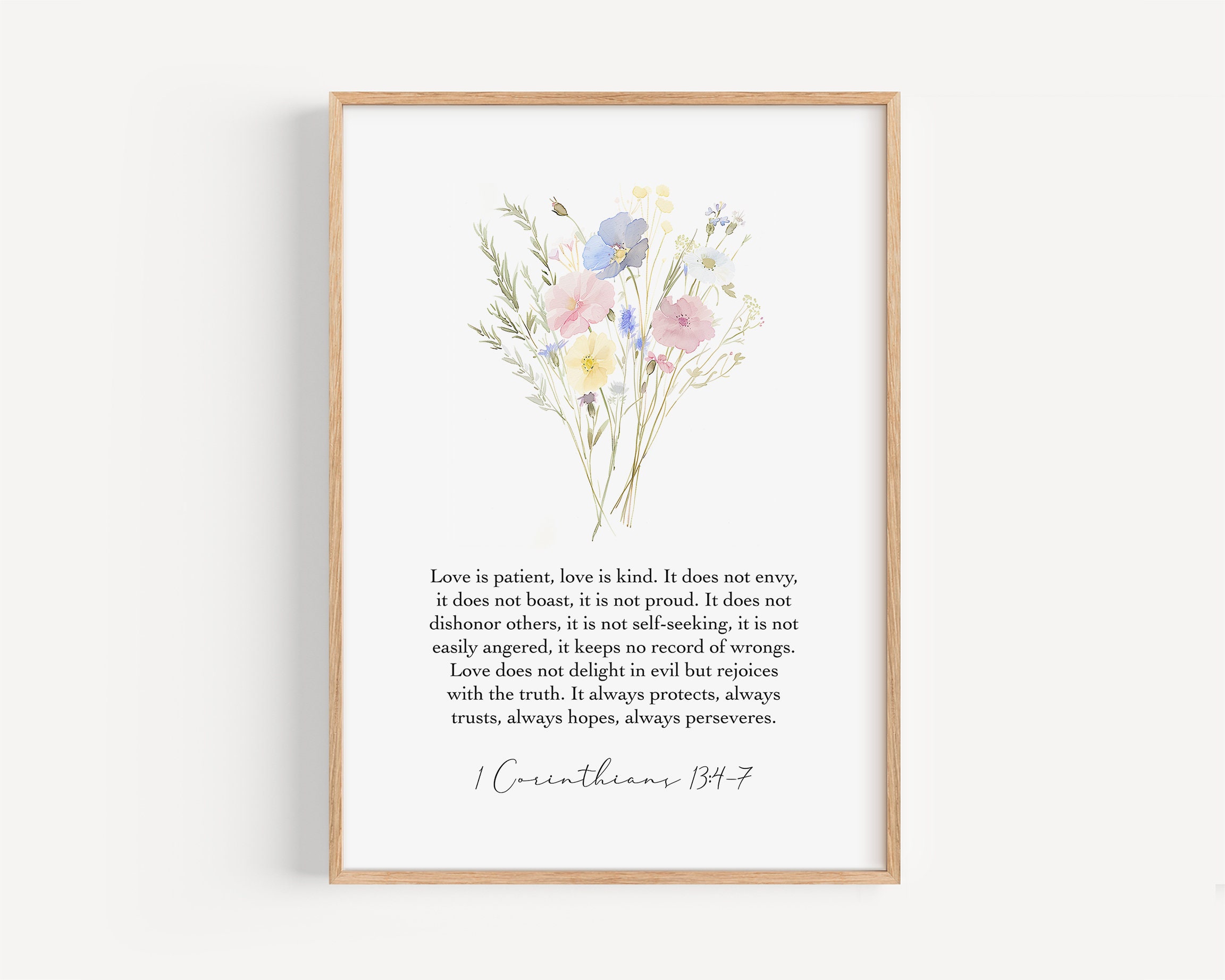 Printable Art 1 Corinthians 13:4-7 | Love Bible Verse | Christian Wall ...