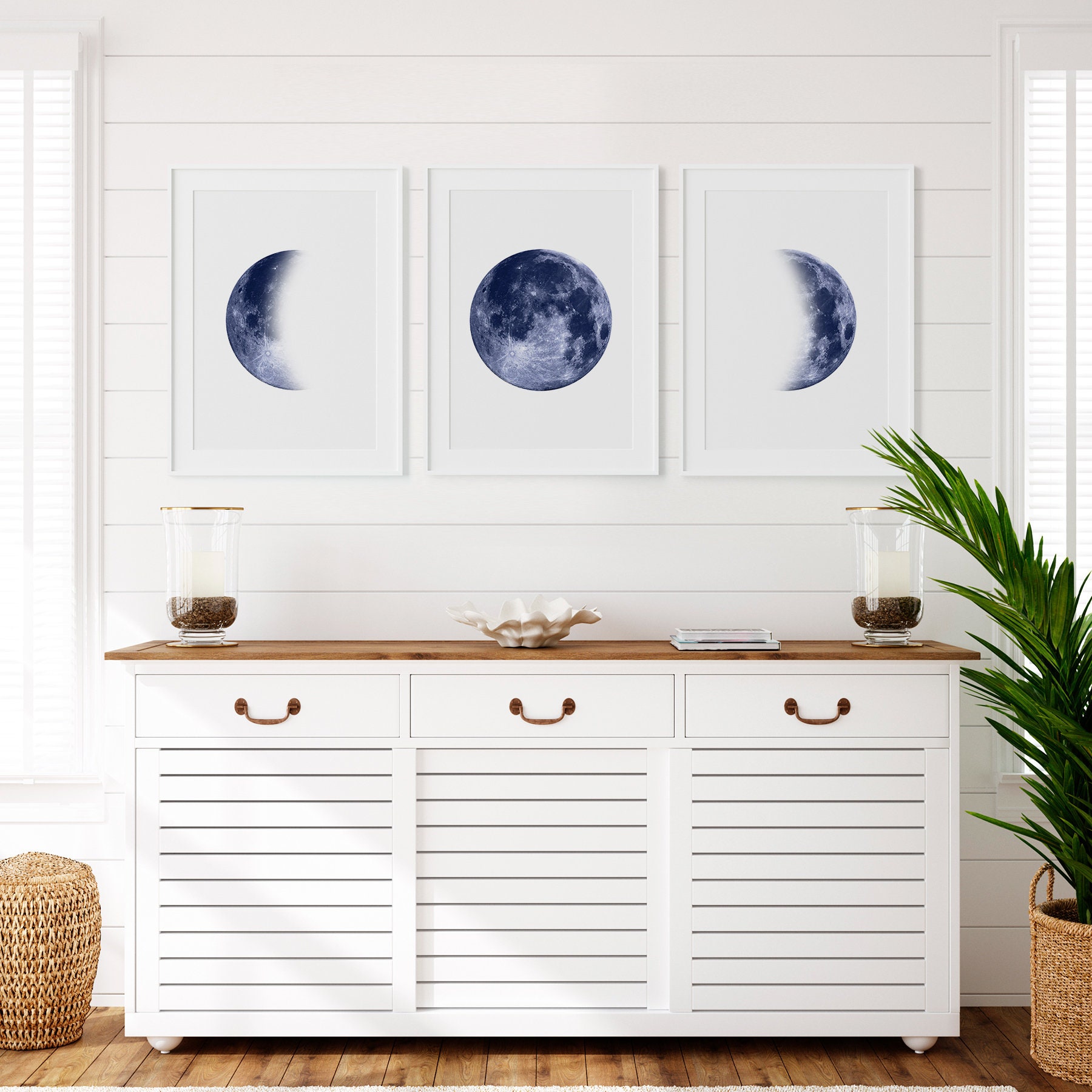Moon Bedroom Decor Set of 3 Printable Wall Art Bedroom Wall Etsy
