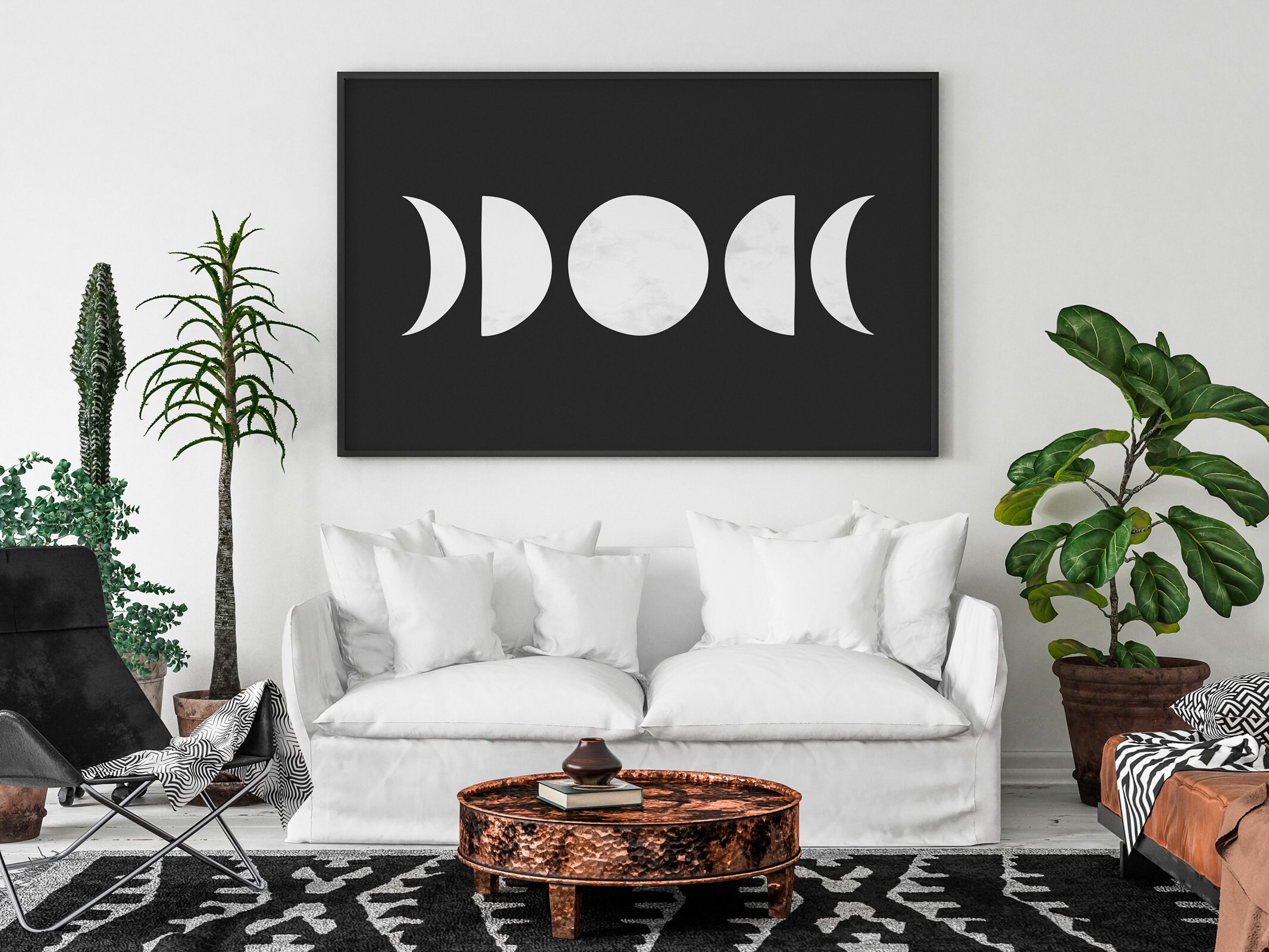Moon Phases Printable Wall Art Neutral Wall Art Abstract Art - Etsy