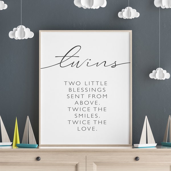 Wall Decor For Twins, Twin Nursery Decor, Twin Girl Wall Decor, Twins Wall Art, Twins Printable Art, Twins Quotes, Nursery Prints Girl