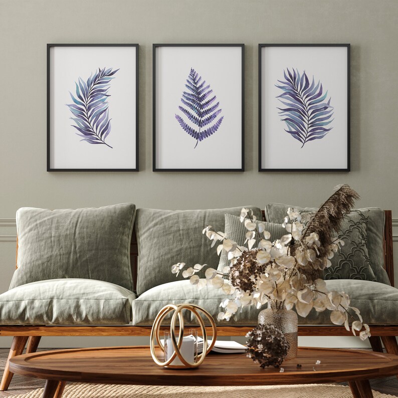 Botanical Art, Navy Blue Wall Art, Fern Print, Large Wall Art ...