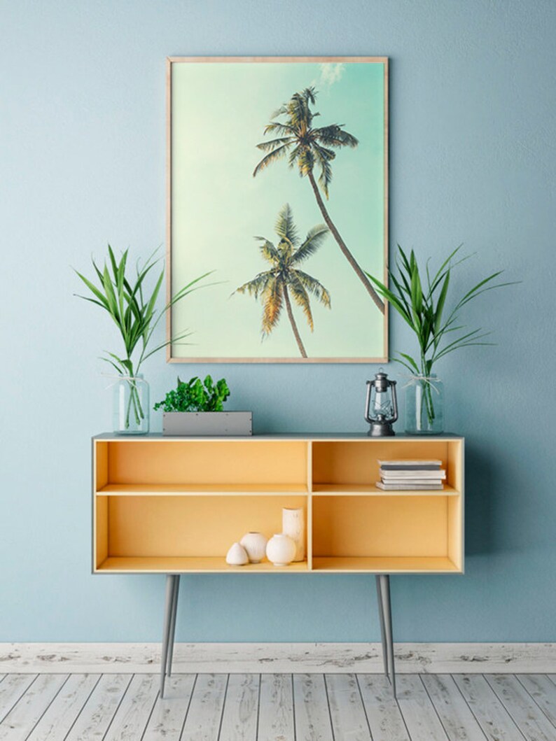 Plantas en vivo, hoja de palma, Verano Svg, Palm Tree Print, decoración de la sala de estar, arte de la pared de California, arte de la pared costera, regalo de los amantes de la playa imagen 4