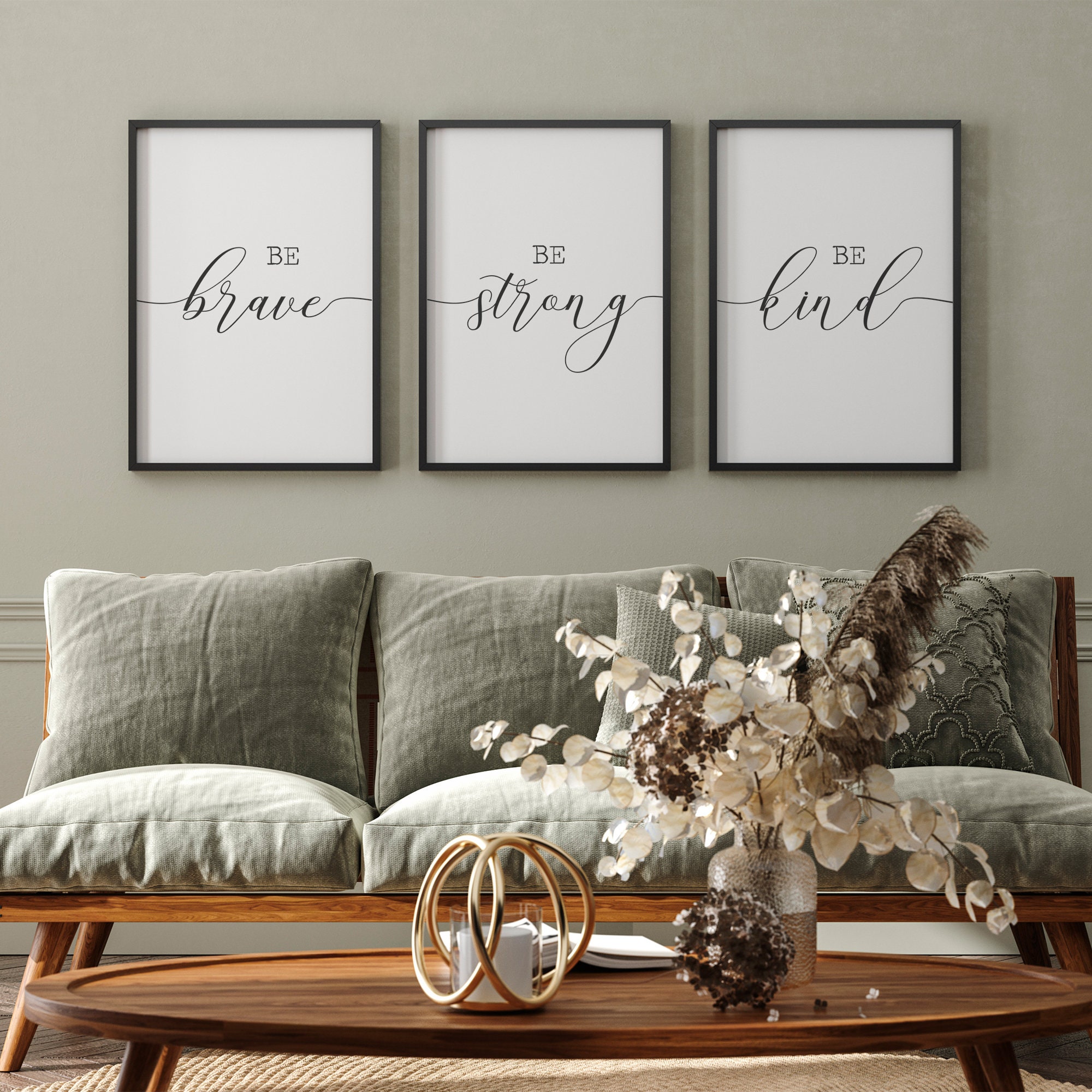 Be Brave Be Strong Be Kind Printable Set Bedroom Wall Decor - Etsy