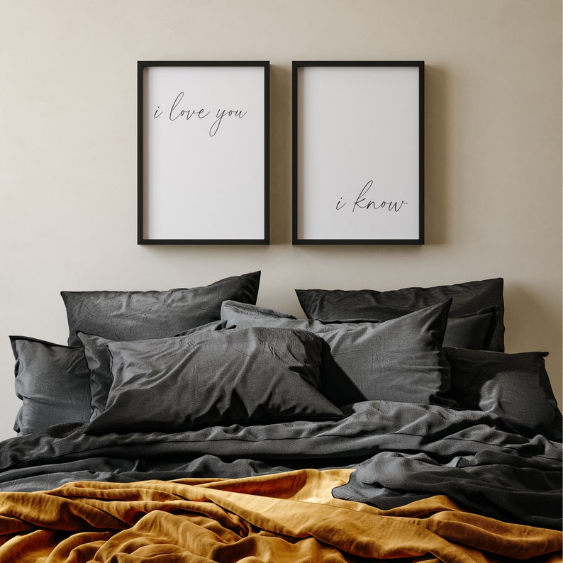 I Love You I know Print, Over The Bed Signs, Bedroom Prints, Above Bed Signs, Couple Wall Art, Modern Minimalist Art, Couple Gift, Minimal image 5