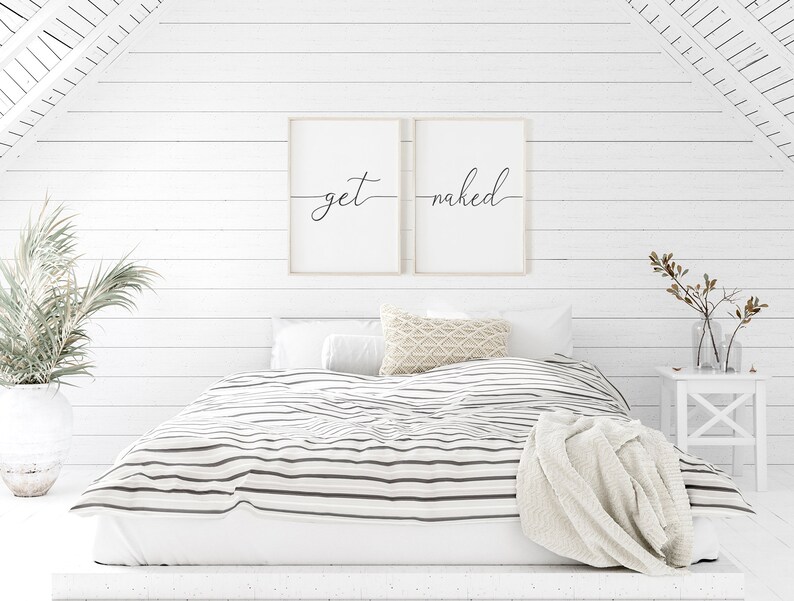 Get Naked Sign, Get Naked Printable, Bathroom Wall Decor, Set Of 2 prints, Bathroom Wall Art, Bedroom Wall Art, Modern Bathroom Art, Minimal imagen 3