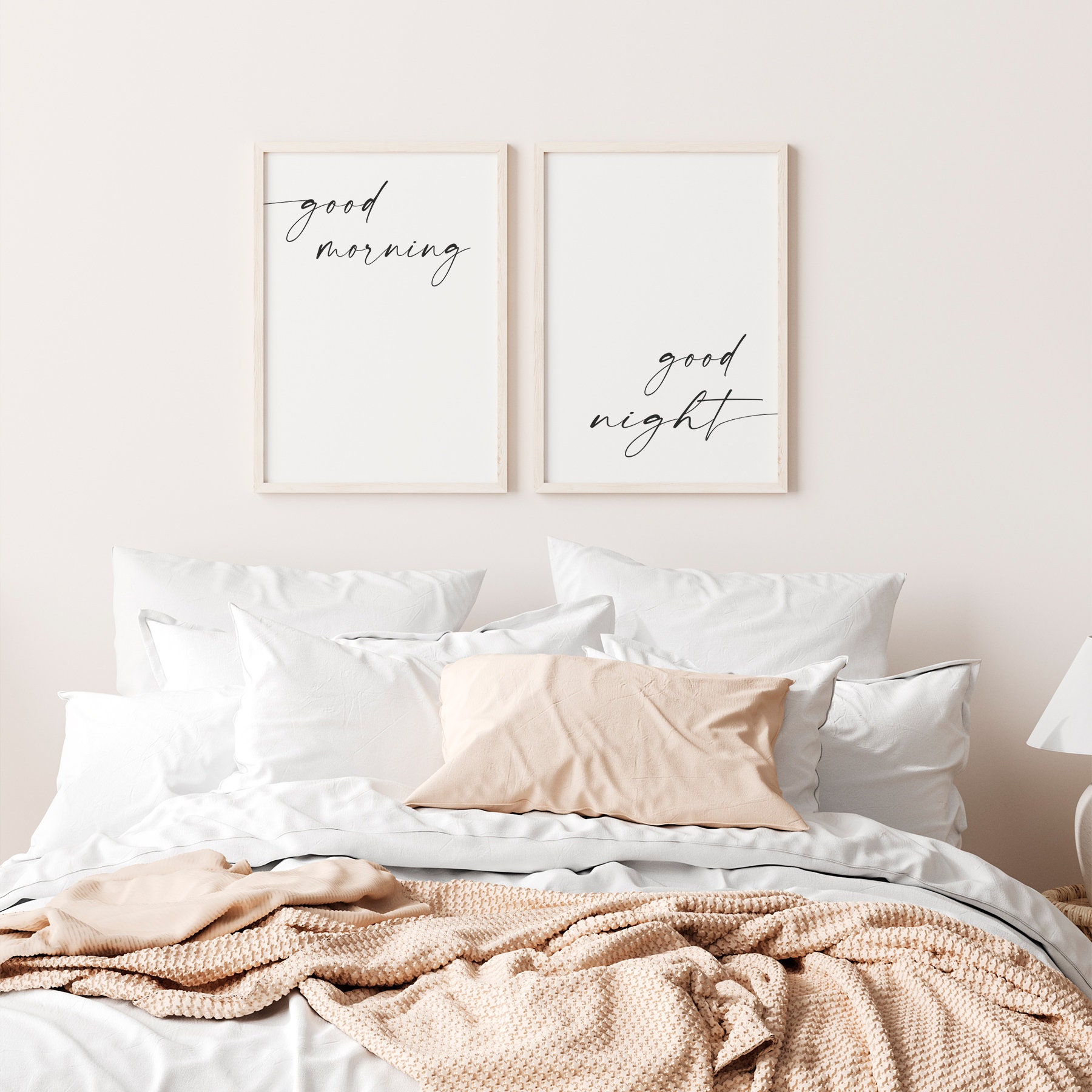 Good Morning Good Night Wall Decor Over the Bed Sign Bedroom Etsy