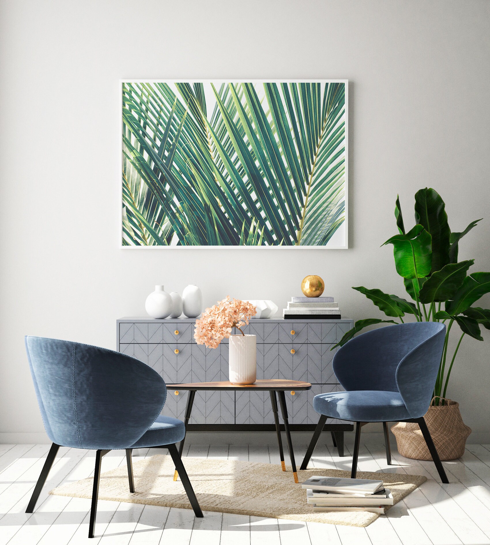 Palm Trees Printhorizontal Wall Artpastel Wall Artpalm - Etsy