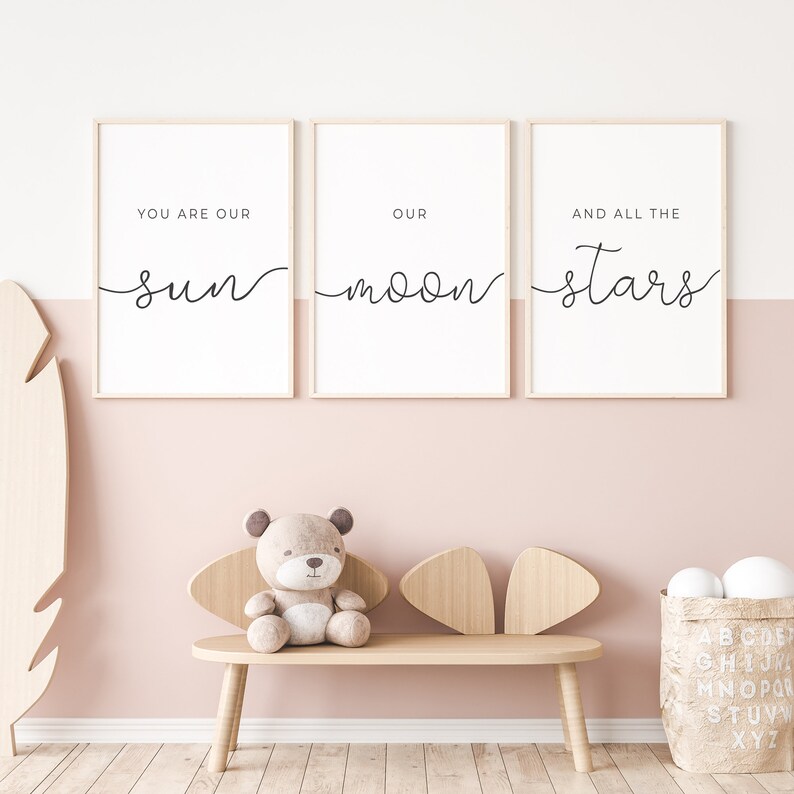 Nursery Wall Decor Set of 3 You Are Our Sun Our Moon and All Etsy