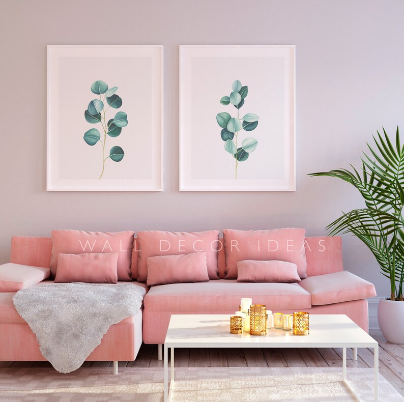 Bedroom Wall Decor Printable Set of 2 Wall Art Botanical Etsy