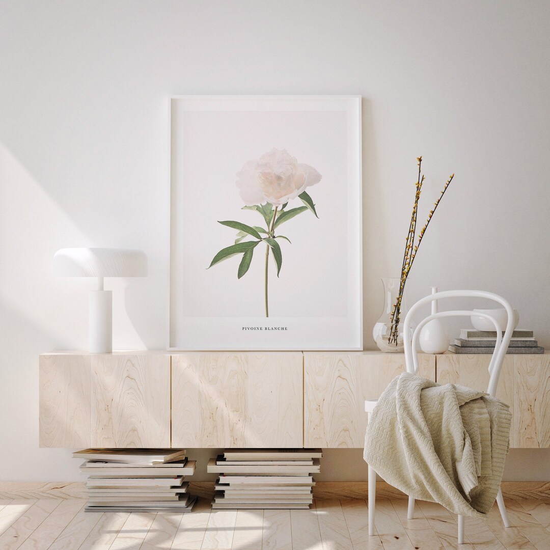 Peony Print Wall Art, Flower Printable, Botanical Print, White Peony ...