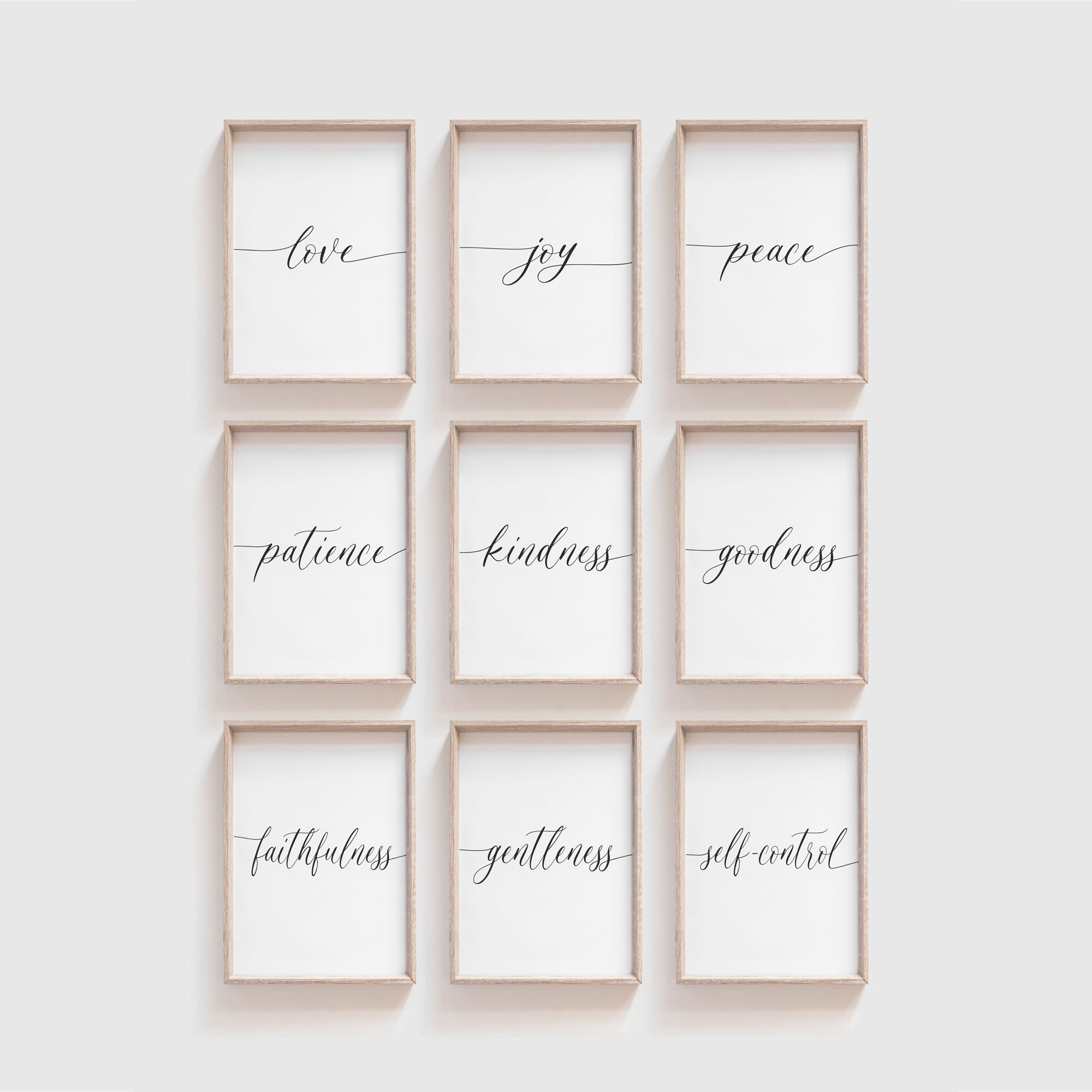 Fruit of the Spirit Wall Art, Bible Verse Print, Set of 9, Christian ...