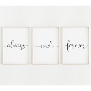 Always and Forever Printable, Bedroom Print Set of 3, Above Bed Print ...