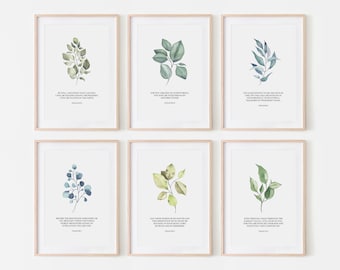 Bible Verse Wall Decor, Psalms Set of 6, Bible Wall Art, Scripture Art Prints, Modern Christian Art, Farmhouse Decor,Printable Christian Art