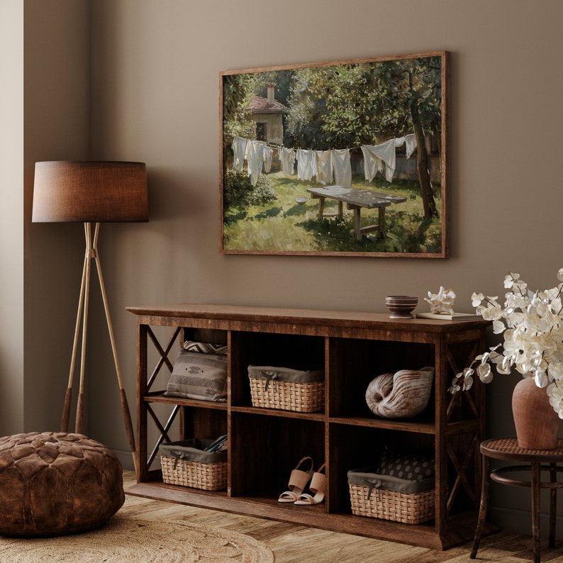 Vintage Farmhouse Laundry Room Art | Country Style Oil Painting ...