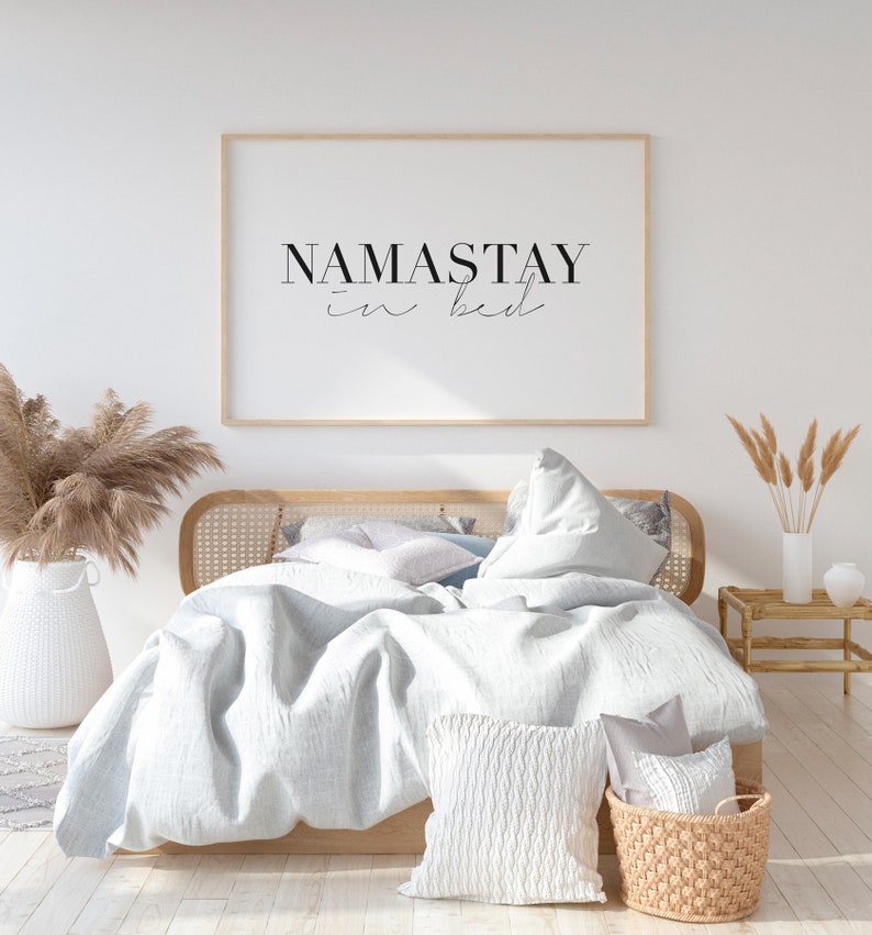 Namastay in Bed, Bedroom Wall Art, bedroom posters, Modern Minimalist Art, Scandinavian print, Typography Print, Namaste wall art, DIGITAL image 2