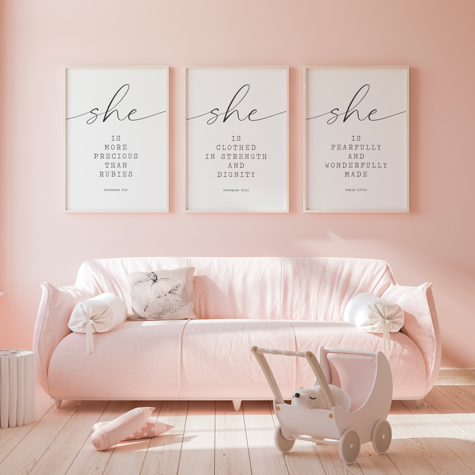 Nursery Bible Verse Christian Girl Sign Proverbs Printable Etsy