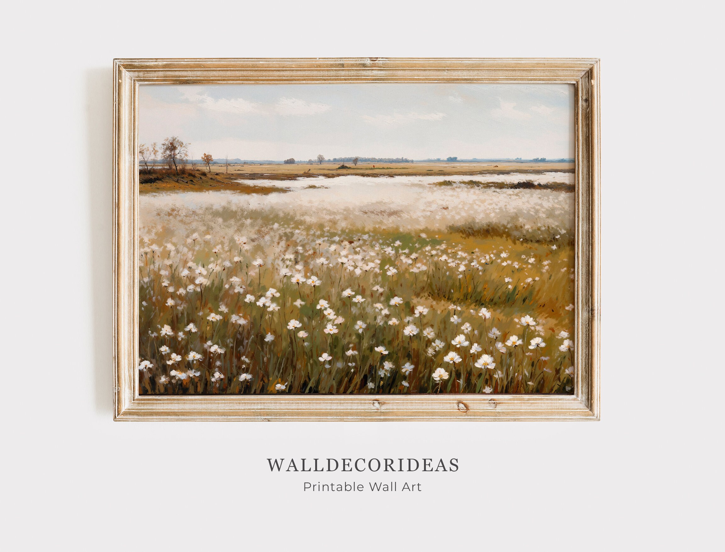 ヴィンテージ ワイルドフラワー フィールド ウォール アート、花畑