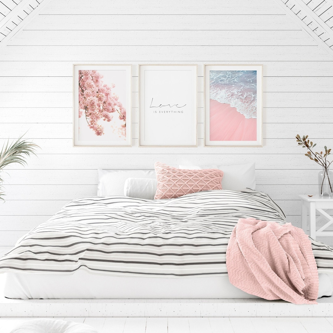 Bedroom Decor Women, 3 Piece Wall Art, Botanical Print Set, Floral