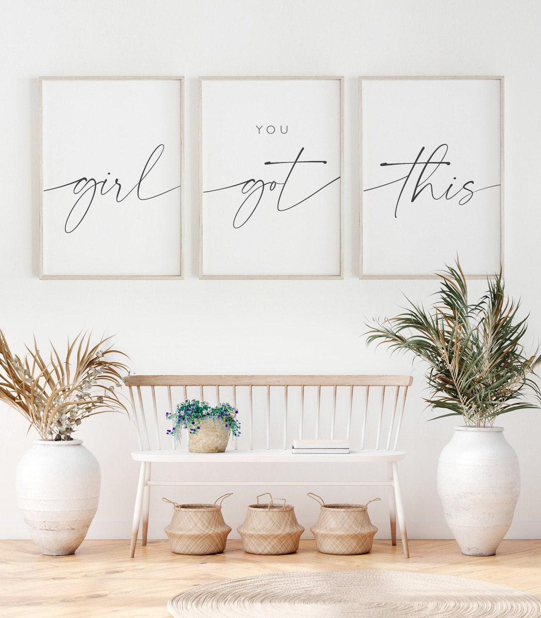 Bedroom Wall Decor Above Bed, Girl You Got This Set of 3 Prints, Over Bed Wall Decor, Bedroom ...