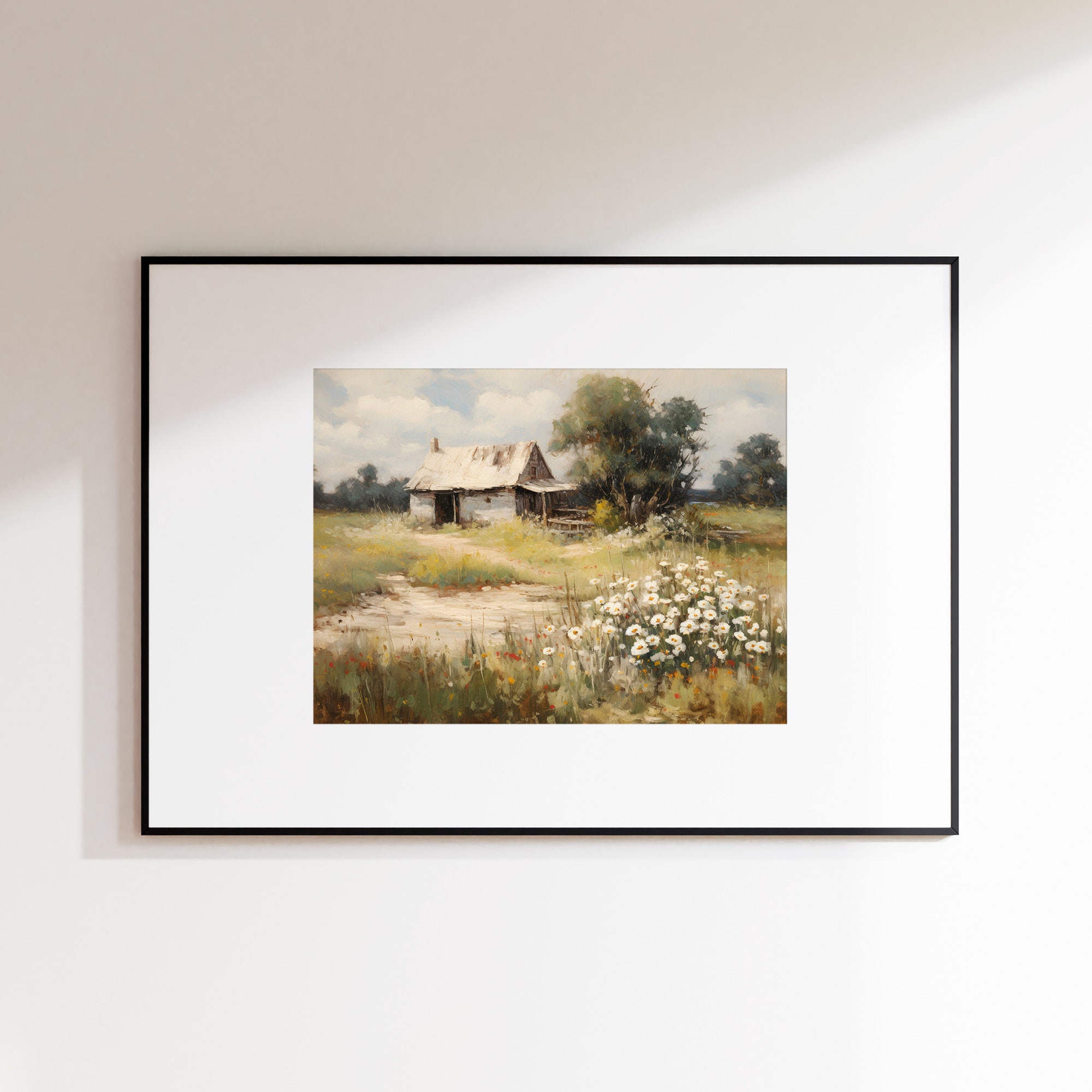 Cottage Oil Painting | Rose Garden Wall Art | Vintage Digital Print ...