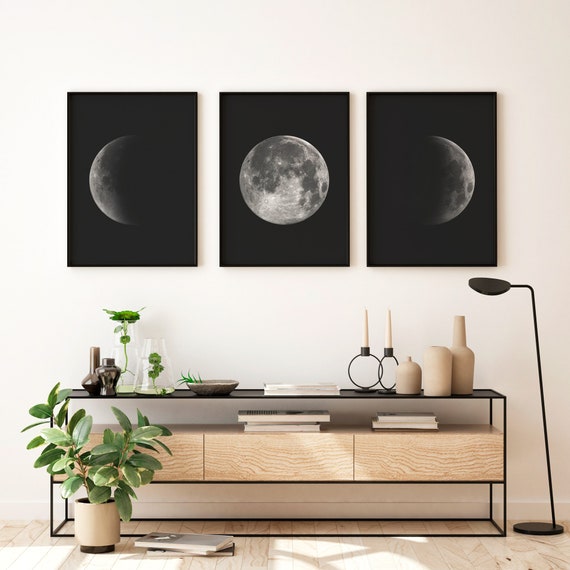 Black White Moon Canvas Painting Modern Wall Art Home Decor Posters &  Prints Art