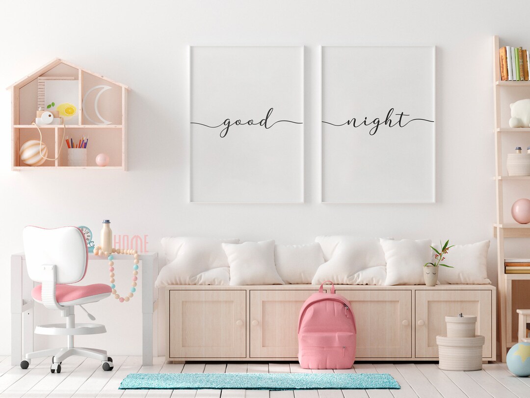 Good Night Print, Nursery Print, Set of 2, Printable Art, Afiche