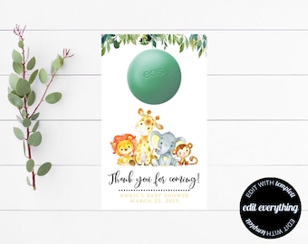 Safari Baby Shower EOS Party Favor Baby Shower EOS Chapstick Favor Safari Baby Shower Party Favor Baby Shower Thank You EOS Party Favor