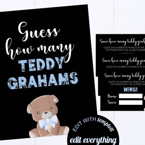 Bear Teddy Graham Guessing Game Guess How Many Baby Shower Games Teddy Graham Guess Game How Many Bear Crackers Baby Shower Activity