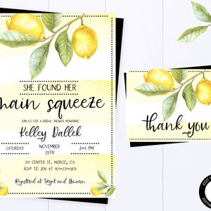 Main Squeeze Bridal Shower Invitation Lemon Bridal Shower Invite Greenery Bridal Shower Invite Citrus Bridal Shower Invitation Lemon Invite