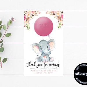 Elephant Baby Shower EOS Party Favor Baby Shower EOS Chapstick Favor Girl Baby Shower Party Favor Baby Shower Thank You EOS Party Favor image 1