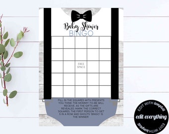 Little Man Baby Shower Bingo Baby Shower Bingo Game Little Man Bingo Game Shower Game Bow Tie Bingo Baby Shower Game Little Man Baby Game