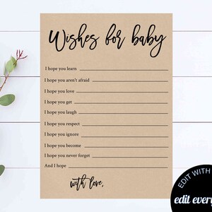 Wishes for Baby Shower Game Wishes for Baby Game Printable Shower Game ...