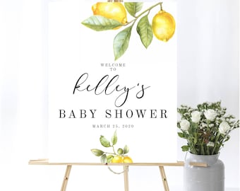 Lemon Baby Shower Welcome Sign Lemon Baby Welcome Sign Baby Shower Decor Citrus Welcome Shower Sign Printable Greenery Welcome Sign