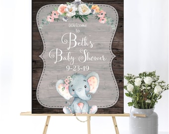 Bloemen Olifant Baby Douche Welkom Teken Baby Welkom Teken Baby Douche Decor Welkom Douche Teken Afdrukbaar Welkom Teken Afdrukbaar Teken
