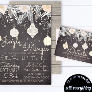 Jingle And Mingle Christmas Party Invitation Template Jingle And Mingle Holiday Party Editable Invite Instant Download Printable Invitation