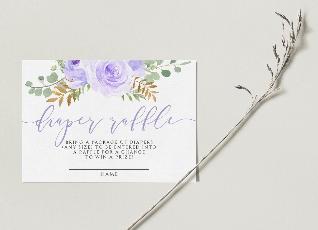 Purple Diaper Raffle Baby Shower Ticket Purple Floral Baby - Etsy
