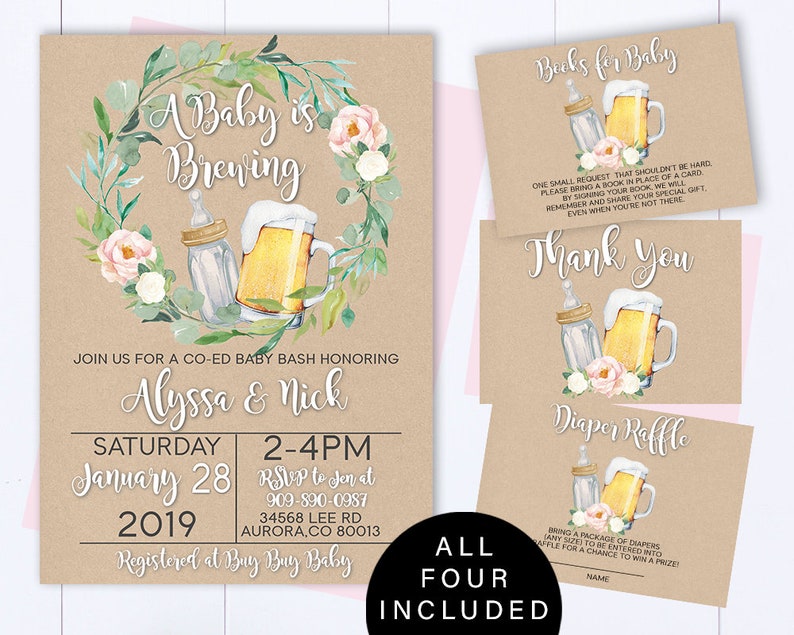 A Baby is Brewing Baby Shower Invitation Template Beer Baby Shower Invite A Baby Is Brewing Baby Shower Invite Coed Baby Shower Invitation