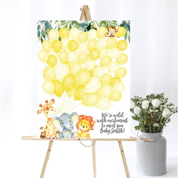 Safari Balloon Signature Guestbook Alternative Jungle Baby Shower Guestbook Please Sign Balloon Giraffe Guestbook Elephant Balloon Sign