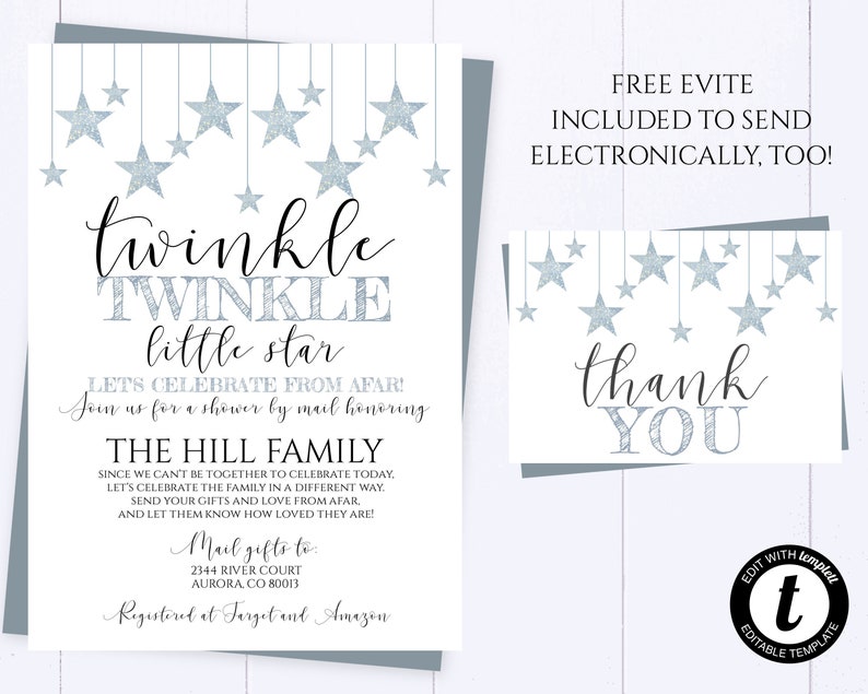 Shower by Mail Twinkle Twinkle Little Star Baby Shower Invite - Etsy