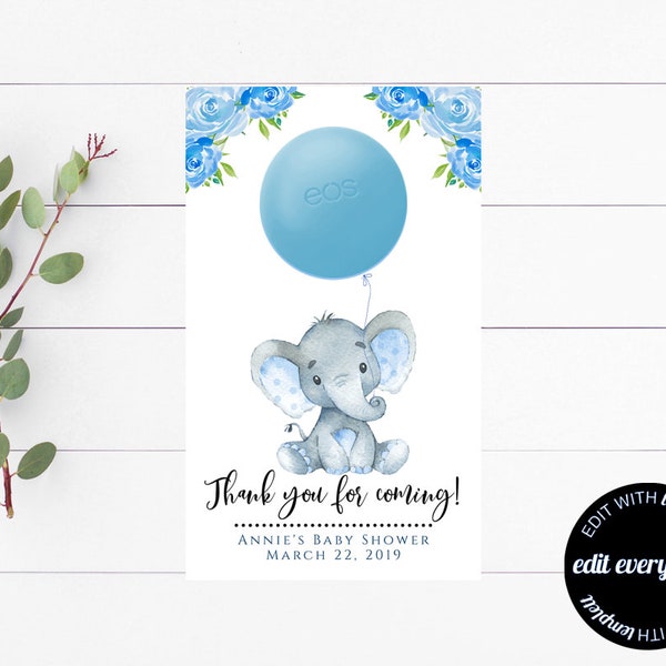 Elephant Baby Shower EOS Party Favor Baby Shower EOS Chapstick Party Favor Boy Baby Shower Party Favor Baby Shower Thank You EOS Party Favor