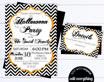 Halloween Invitations Editable Halloween Party Invitations Halloween Invites Halloween Printable Invites Adult Halloween Party Invitations